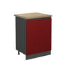 KÜCHENUNTERSCHRANK R-Line Rot 60 cm, AP Eiche - Anthrazit/Rot, Holzwerkstoff (60/81.6/60cm) - Vicco