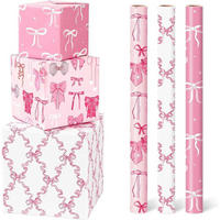 GESCHENKPAPIER 3 Rollen Set Rosa Schleife 43 cm x 3 m - Rosa, Papier (0.1/0.1/0.1cm)