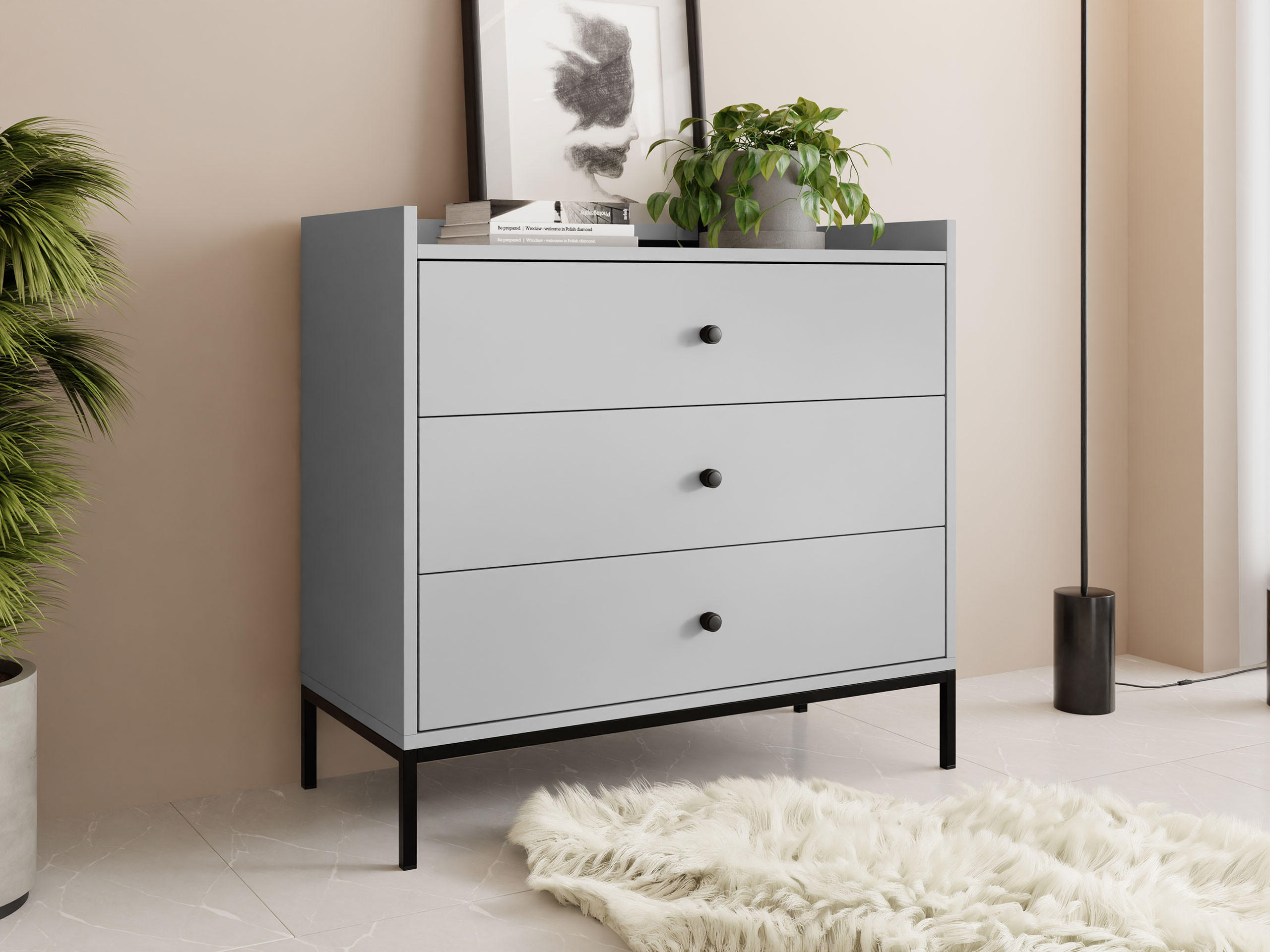 KOMMODE Tokirot 3SZ - Schwarz/Grau, Holzwerkstoff/Kunststoff (80/80/40cm) - MIRJAN24
