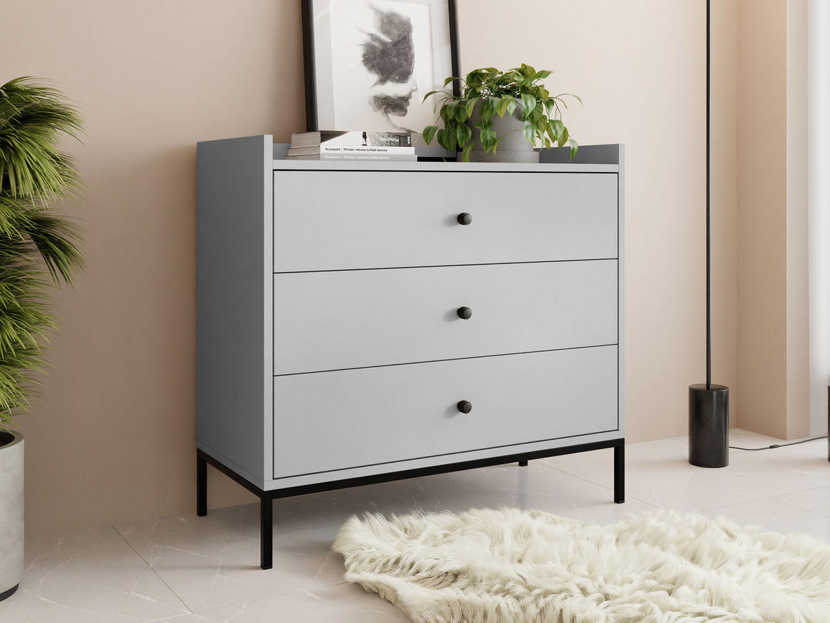 KOMMODE Tokirot 3SZ - Schwarz/Grau, Holzwerkstoff/Kunststoff (80/80/40cm) - MIRJAN24