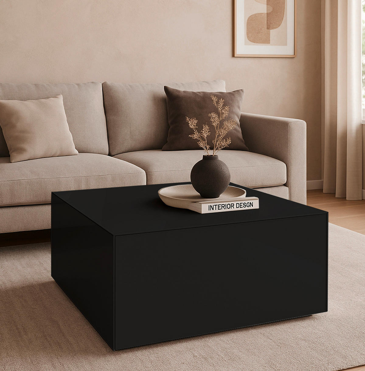 COUCHTISCH Colors in Schwarz Glas - Schwarz, Holzwerkstoff (75/75/42cm)