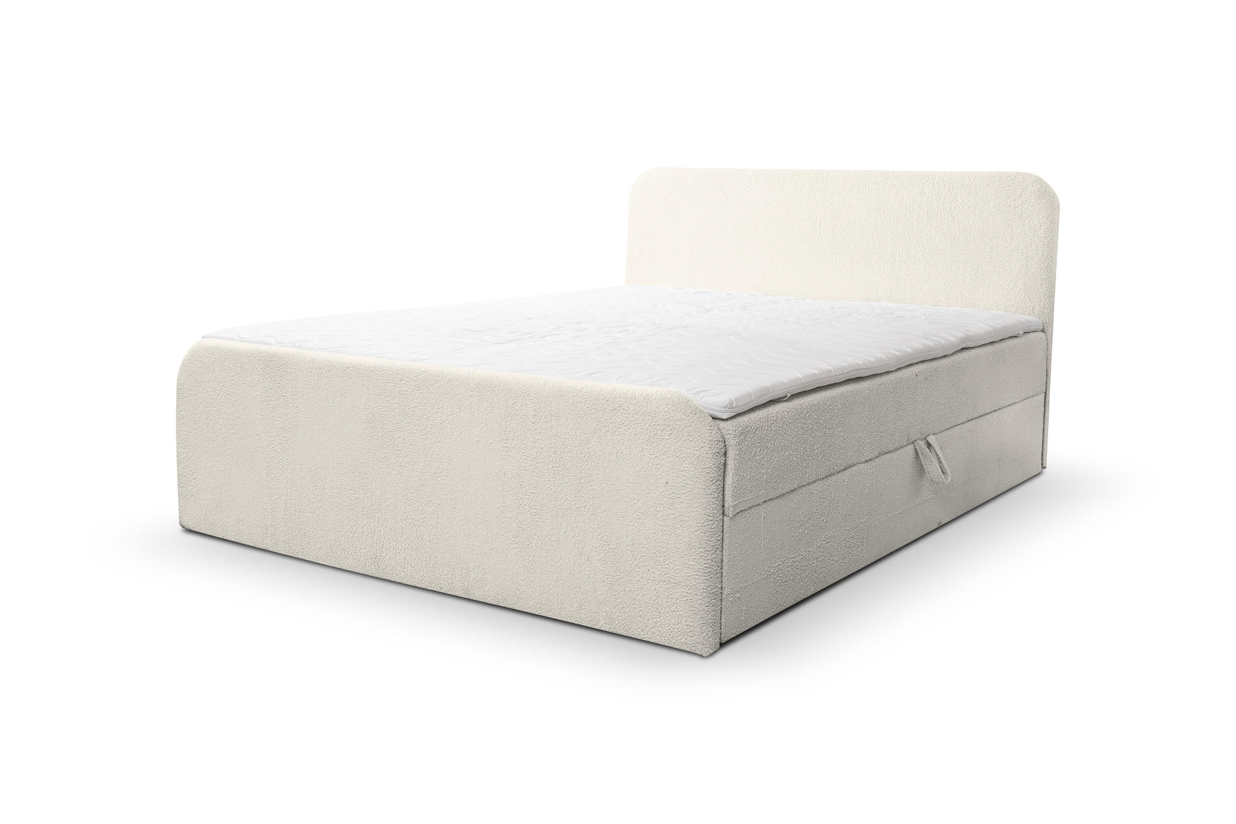 BOXBETT LAMBI mit 2 Bettkästen, 180x200, Farbe: Beige, Bouclé-Stoff, mit Bonell-Matratze inkl. Topper - Beige, Holz/Kunststoff (180/200cm) - VENASI MÖBEL