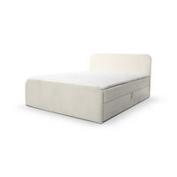 BOXBETT LAMBI mit 2 Bettkästen, 180x200, Farbe: Beige, Bouclé-Stoff, mit Bonell-Matratze inkl. Topper - Beige, Holz/Kunststoff (180/200cm) - VENASI MÖBEL