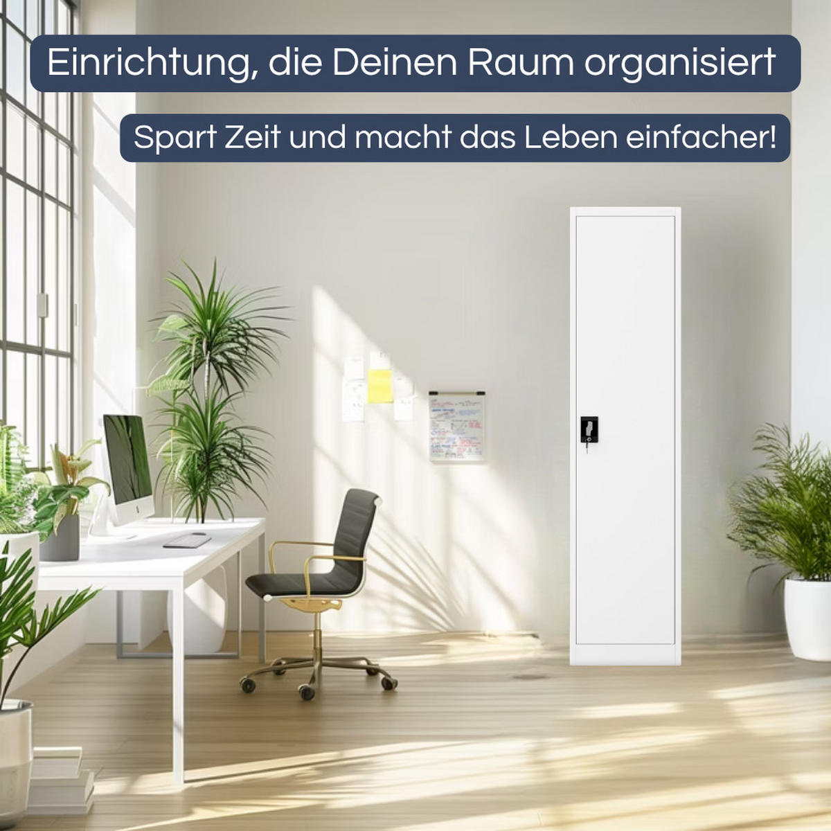 AKTENSCHRANK abschließbar KADO Flügeltüren 185x45x60cm Weiß - Weiß, Metall (45/185/60cm) - DELUKE