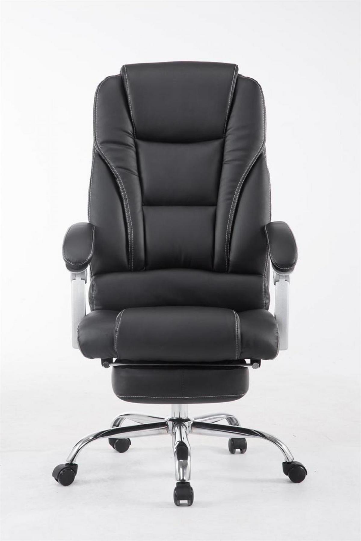 CHEFSESSEL Lederlook schwarz - Chromfarben/Schwarz, Textil/Metall (68/118/64cm) - CLP