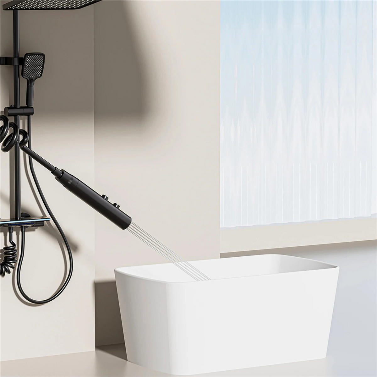ÜBERKOPFBRAUSESET Digitalanzeige LED Kupfer Glas Regendusche, schwarz - Schwarz, Metall (20/135/31cm) - Bextcok