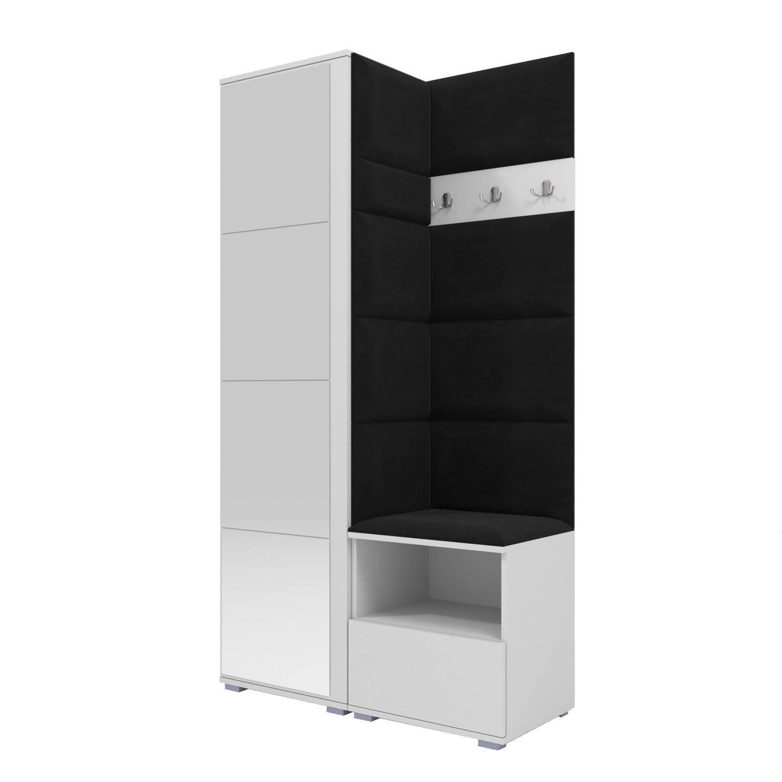 XXXLutz Garderoben-Set Weiß, Schwarz 100x187x40 cm
