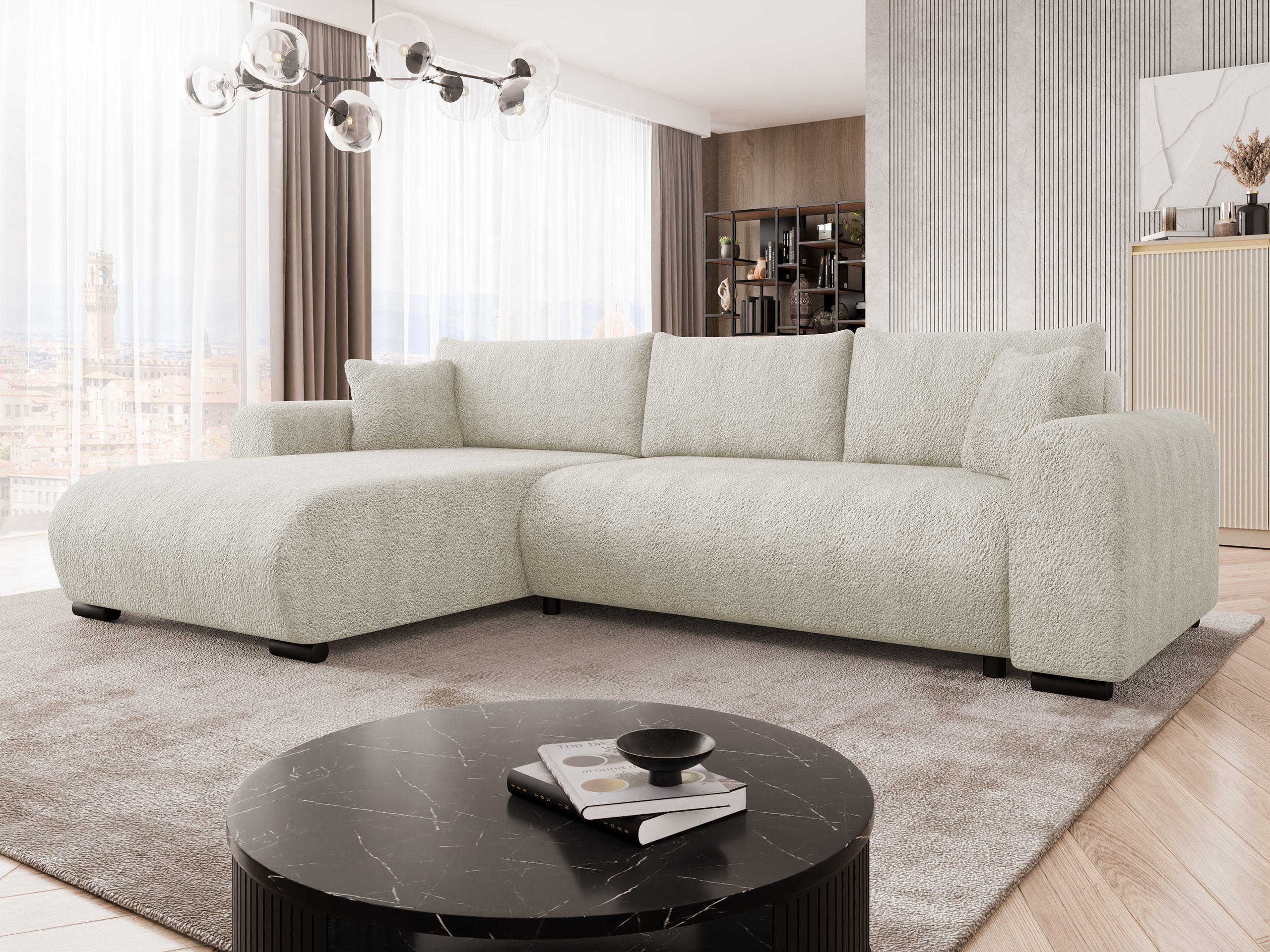 ECKSOFA Merkos - Schwarz/Naturfarben, Holz/Textil (285/188cm) - MIRJAN24