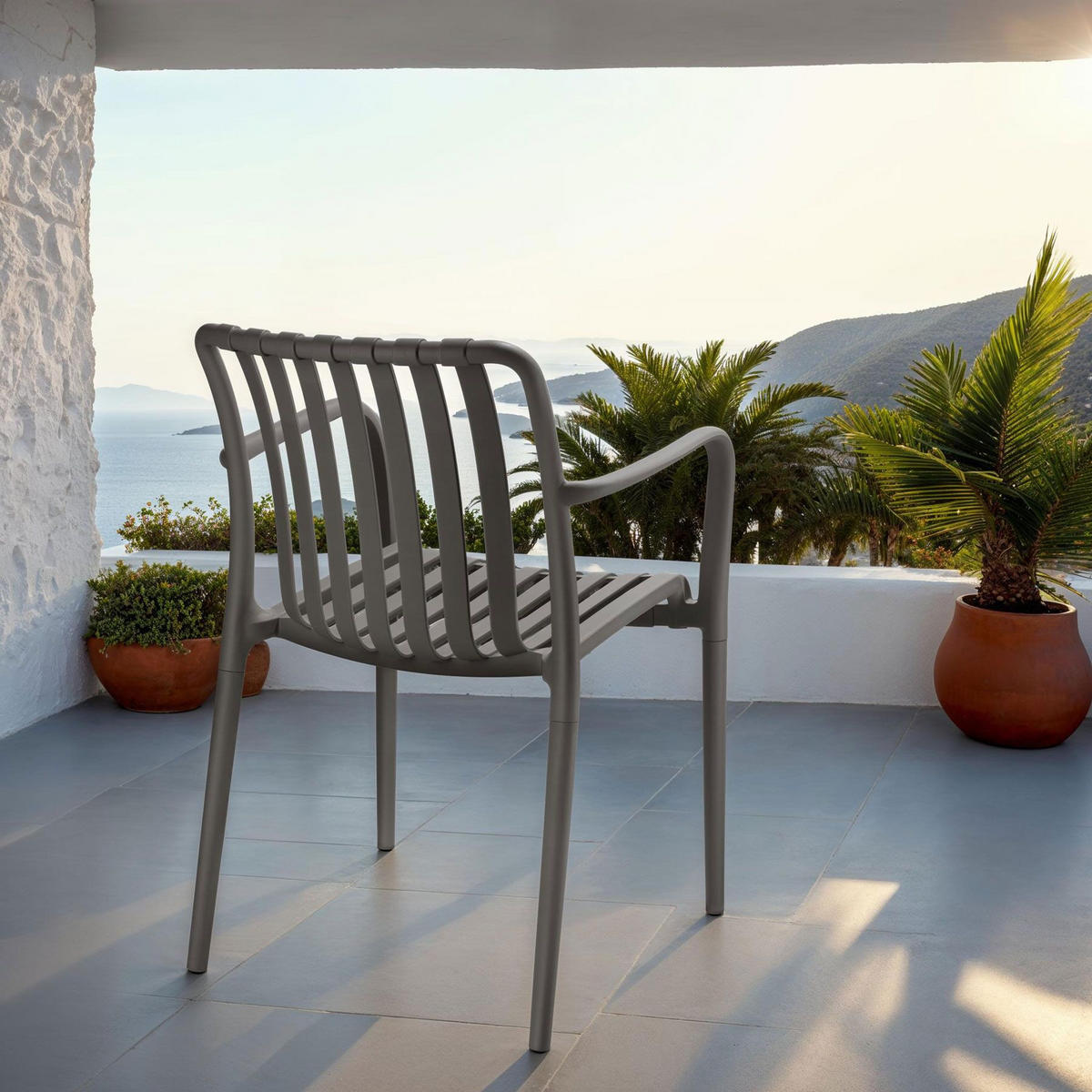 GARTENSTÜHLE Alcudia,54,5 x 58 x 80,5 cm, Belastbarkeit 120 kg,anthrazit - Anthrazit, Textil (54.5/80.5/58cm) - tectake