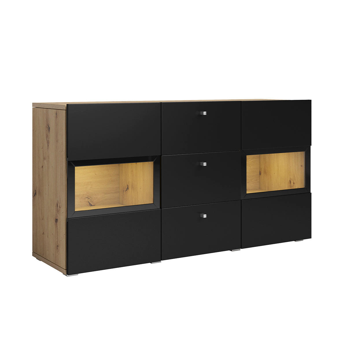 SIDEBOARD Sloan Černá a dřevo - černá, kompozitní dřevo (132/70/39cm) - Petits-meubles