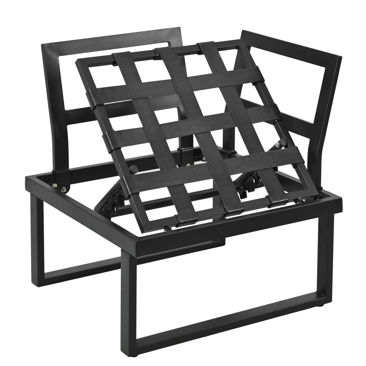 GARTENMÖBEL-SET, Eckstellung, Neigung bis 55°, 2 Couchtische, Grau/Schwarz - Grau, Textil - FLIEKS