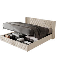 POLSTERBETT mit Bettkasten 160x200 cm Samt Beige - Beige, Metall (160/200cm) - Meubliv