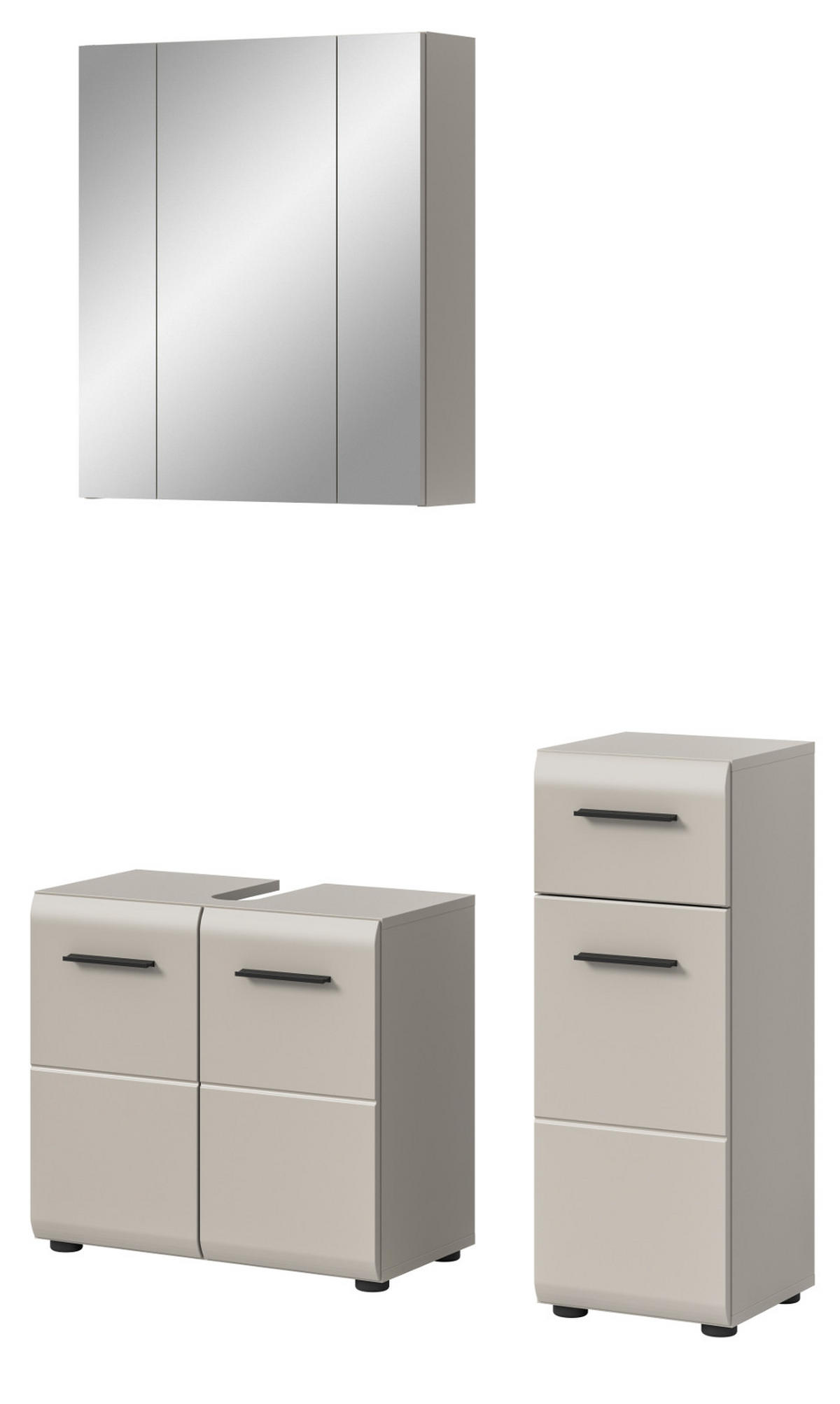 BADMÖBEL-SET Kaschmir 105 cm 3-teilig, Komplettset in modernem Design - Kaschmir/Schwarz, Glas/Holzwerkstoff (105/185/30cm) - Inn.Furn