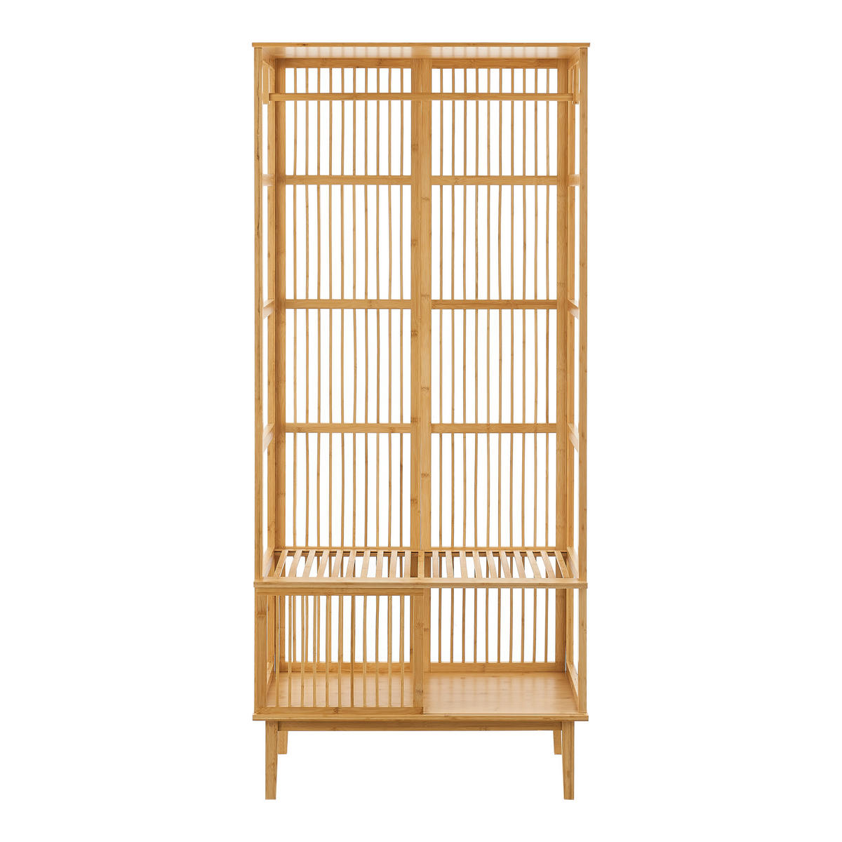 GARDEROBENSTÄNDER Vemb - Naturfarben, Holz (80/185/45cm) - [en.casa]