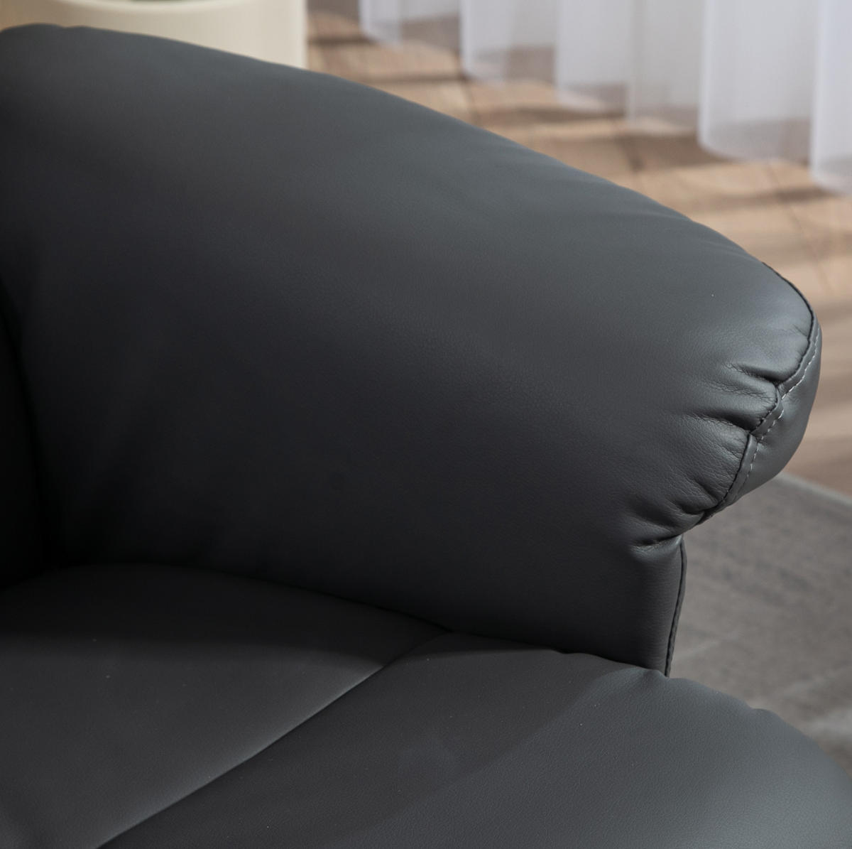 RELAXSESSEL mit Hocker 80/86/99 cm in Dunkelgrau, drehbar mit Liegefunktion - Dunkelgrau, Holz (86/99/80cm) - Flora Grace