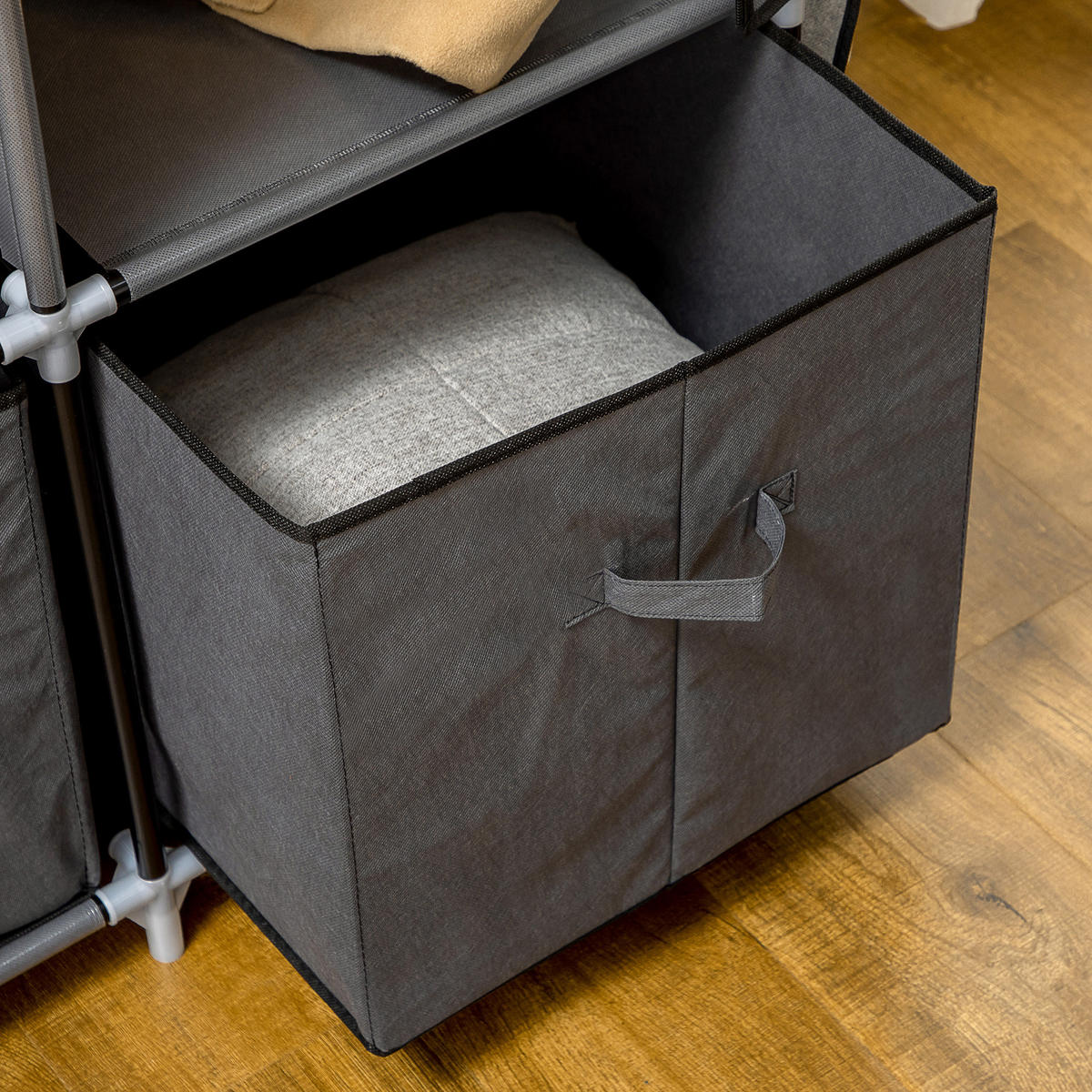 STOFFSCHRANK, Kleiderschrank, Dunkelgrau - Dunkelgrau, Kunststoff/Metall (43/162.5/125cm) - HOMCOM