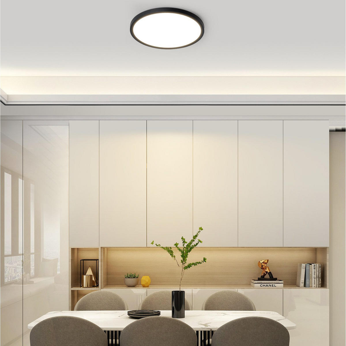 LED-DECKENLEUCHTE Lind 22/22/2.6cm - Schwarz, Kunststoff (22/22/2.6cm) - Nettlife