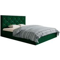 BETT Grün SIM 4 180x200 cm - Goldfarben/Schwarz, Kunststoff/Textil (180/200cm) - Sepro Meble