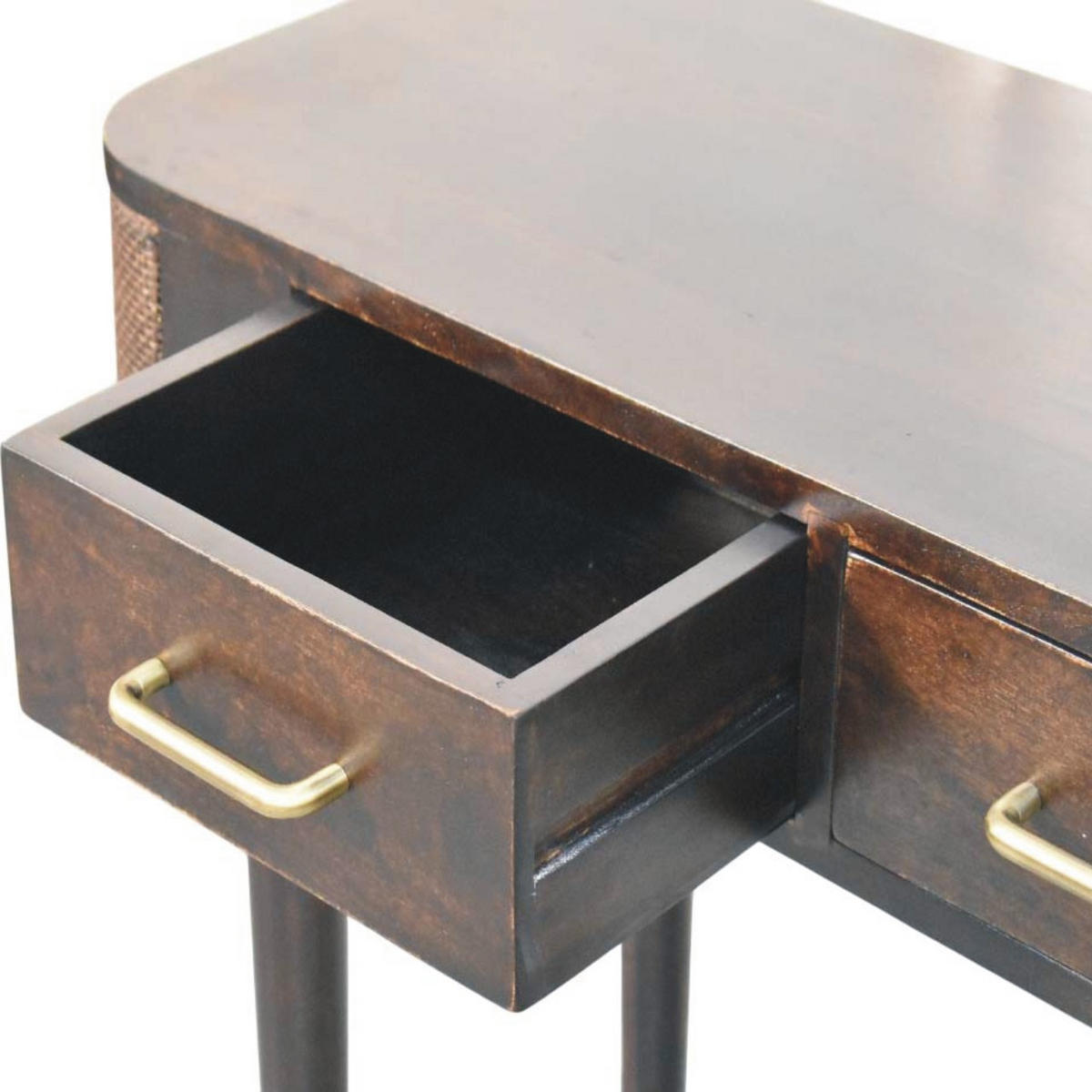 KONSOLENTISCH mit Samt-Mokka-Finish, 2 Schubladen, dunkelbraun - Dunkelbraun, Holz (35/90/80cm) - Artisan Furniture