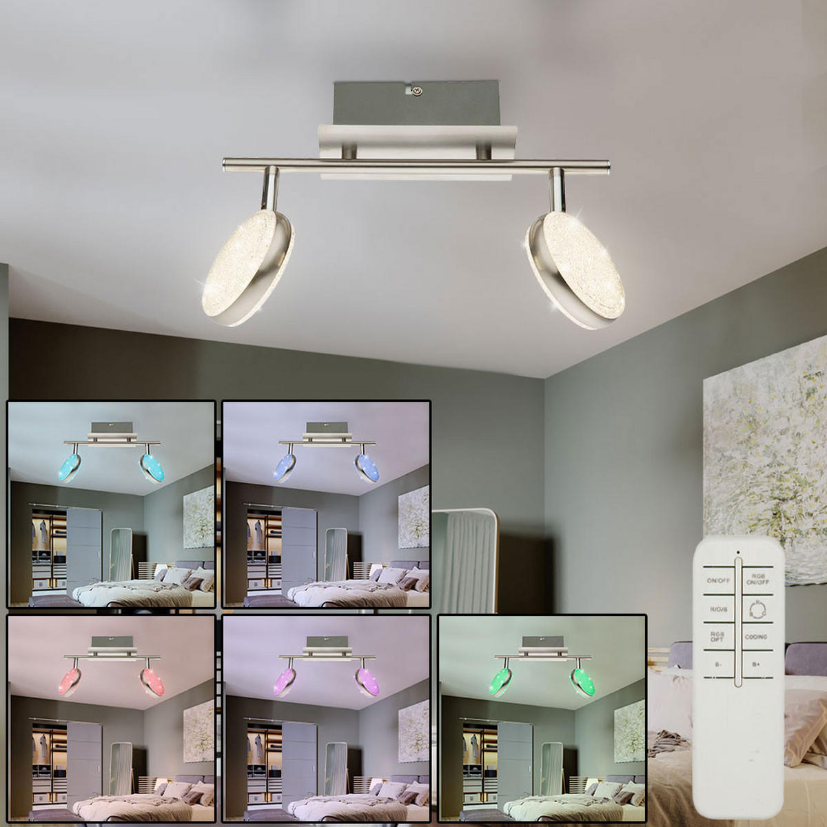 LED DECKENLEUCHTE BAMENDA Silber Kristalloptik - Silberfarben, Metall (31/8/21cm) - Globo Lighting