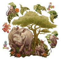 WANDAUFKLEBER 80x86cm - Wildtiersafari - Multicolor, Kunststoff (80/86/0.1cm) - Wallfluent