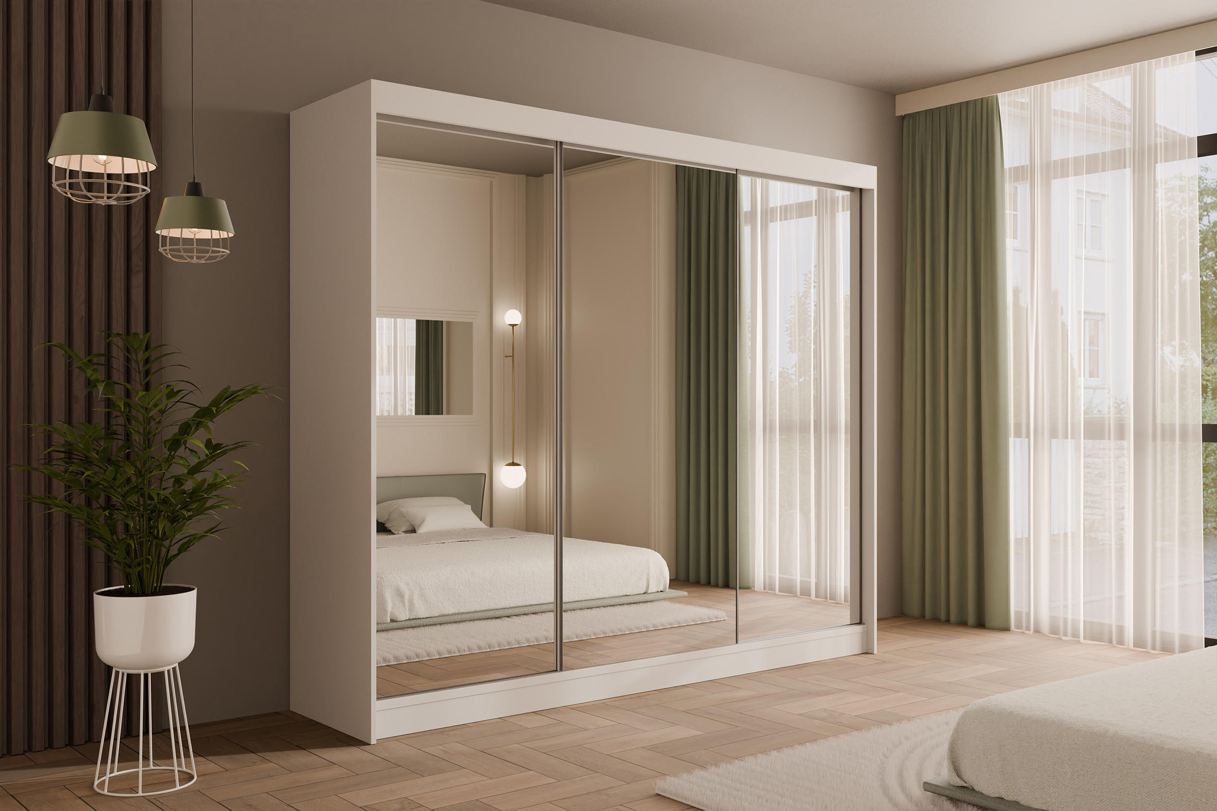 KLEIDERSCHRANK AMOHA - 250 cm - Weiß - Weiß, Holzwerkstoff (250/215/61cm) - ALTDECOR