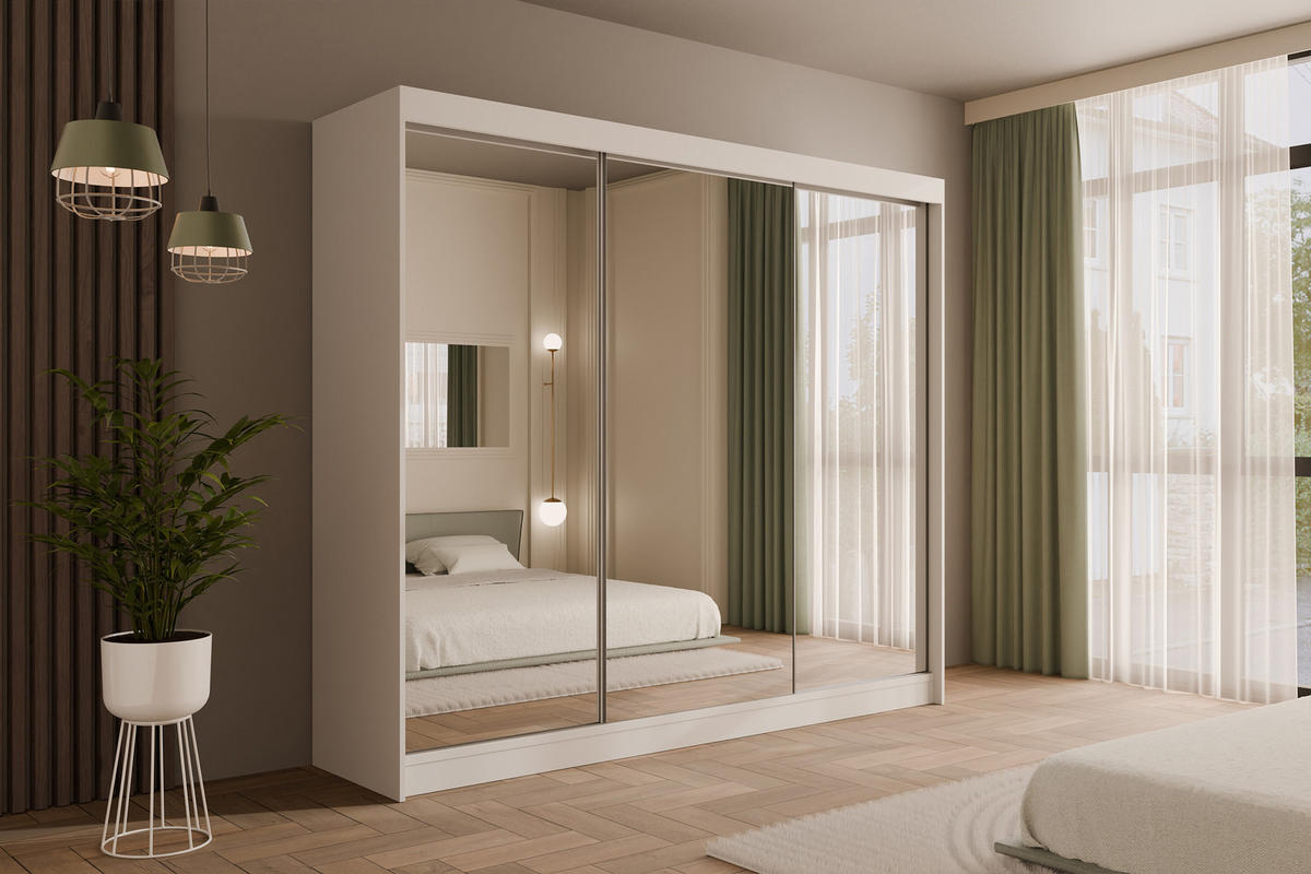 KLEIDERSCHRANK AMOHA - 250 cm - Weiß - Weiß, Holzwerkstoff (250/215/61cm) - ALTDECOR