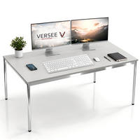 SCHREIBTISCH VST1 150 x 90 cm Lichtgrau – höhenverstellbar - Chromfarben/Grau, Holzwerkstoff (150/90/75.5cm) - Versee