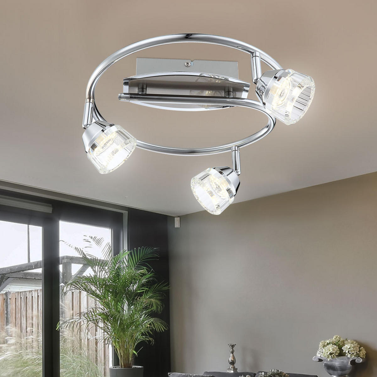LED DECKENLEUCHTE LILIJA Chrom Silber - Silberfarben, Glas (30/30/16cm) - Globo Lighting