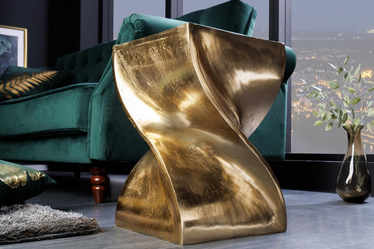 BEISTELLTISCH TWIST Metall Gold 45 cm - Goldfarben, Metall (30/30/45cm) - riess-ambiente