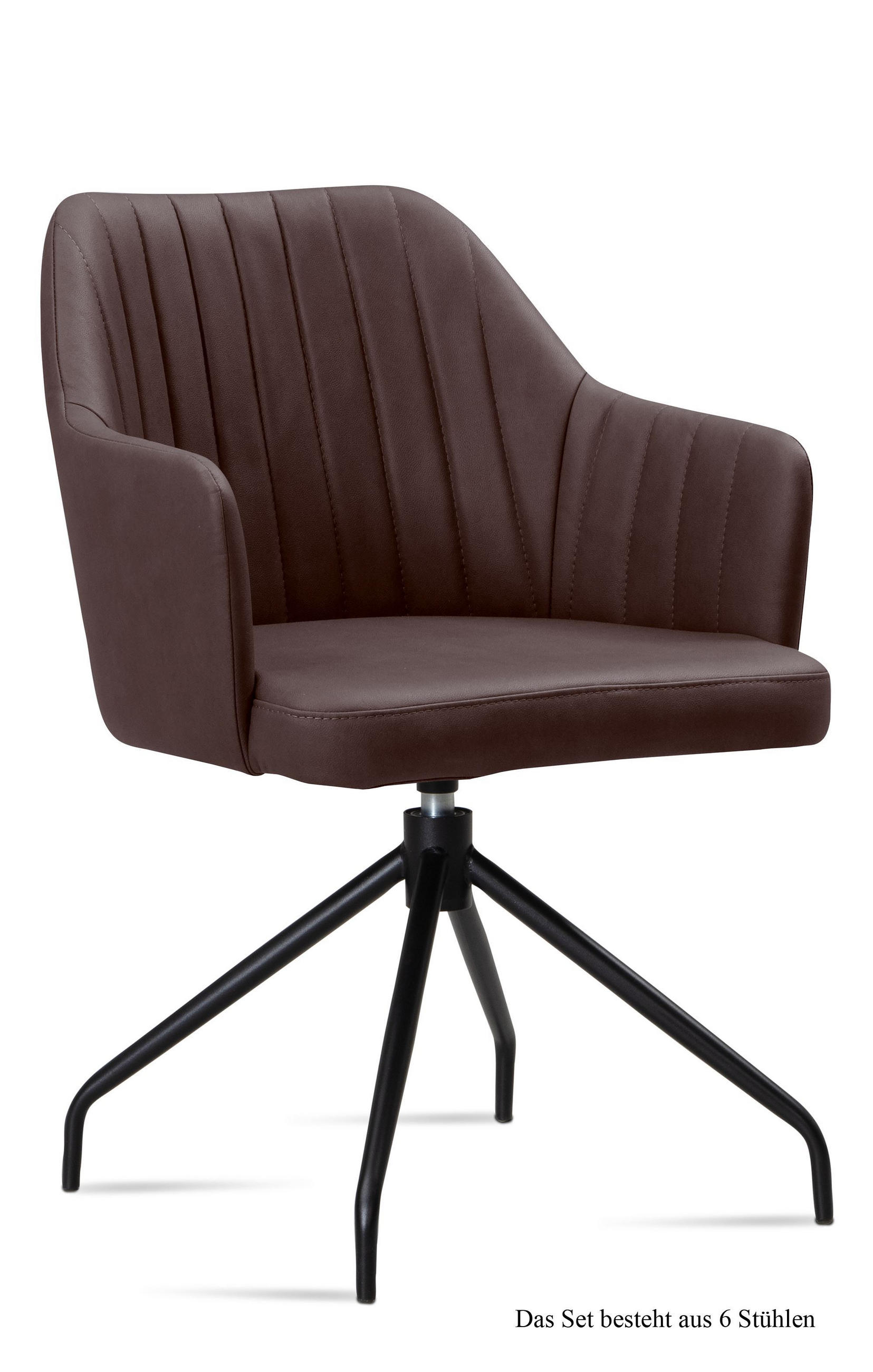 ARMLEHNSTUHL drehbar (6er-Set) Dorena 58x81x60 Schwarz/Braun - Schwarz/Braun, Kunststoff (60/81/58cm) - 58aufmkessel