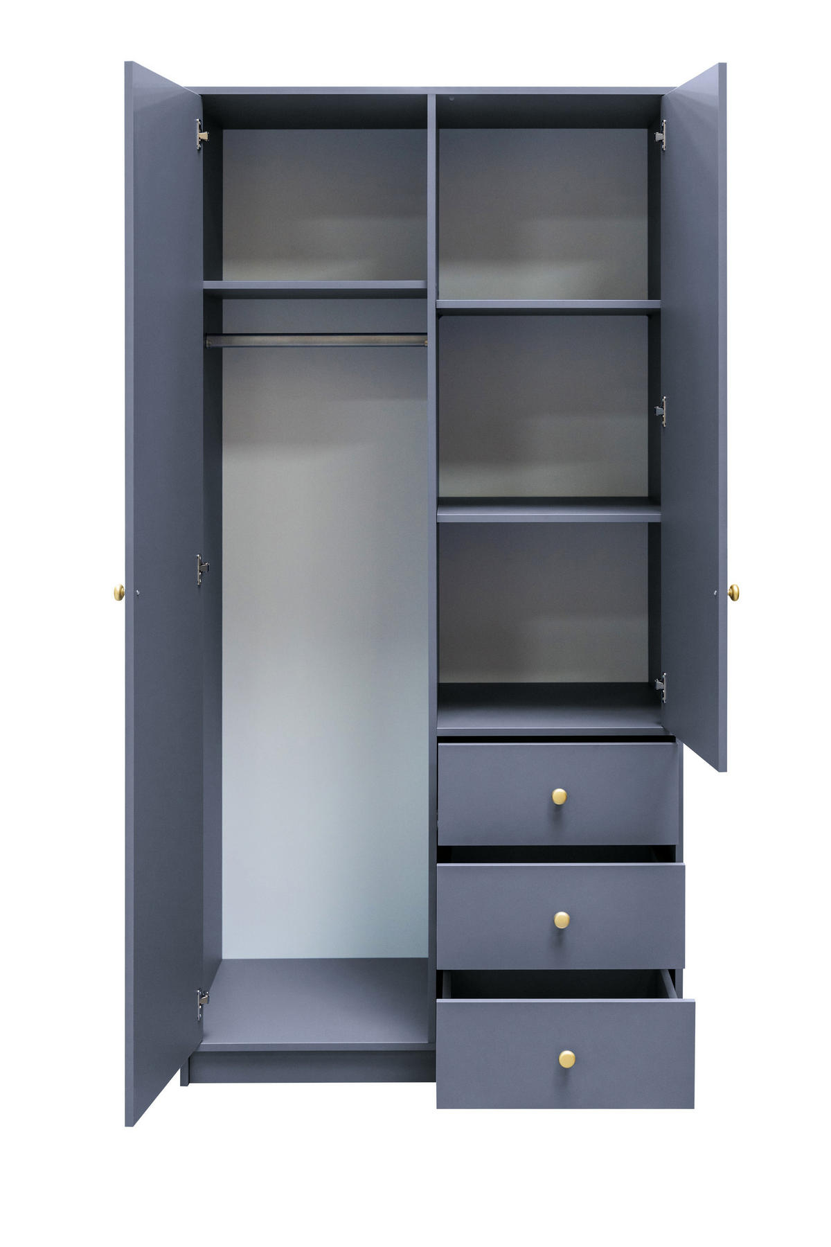 DREHTÜRENSCHRANK GALIO 100/200/57,5 cm 2-türig mit Spiegel Blau - Blau, Holzwerkstoff (100/200/57.5cm) - MASSENO