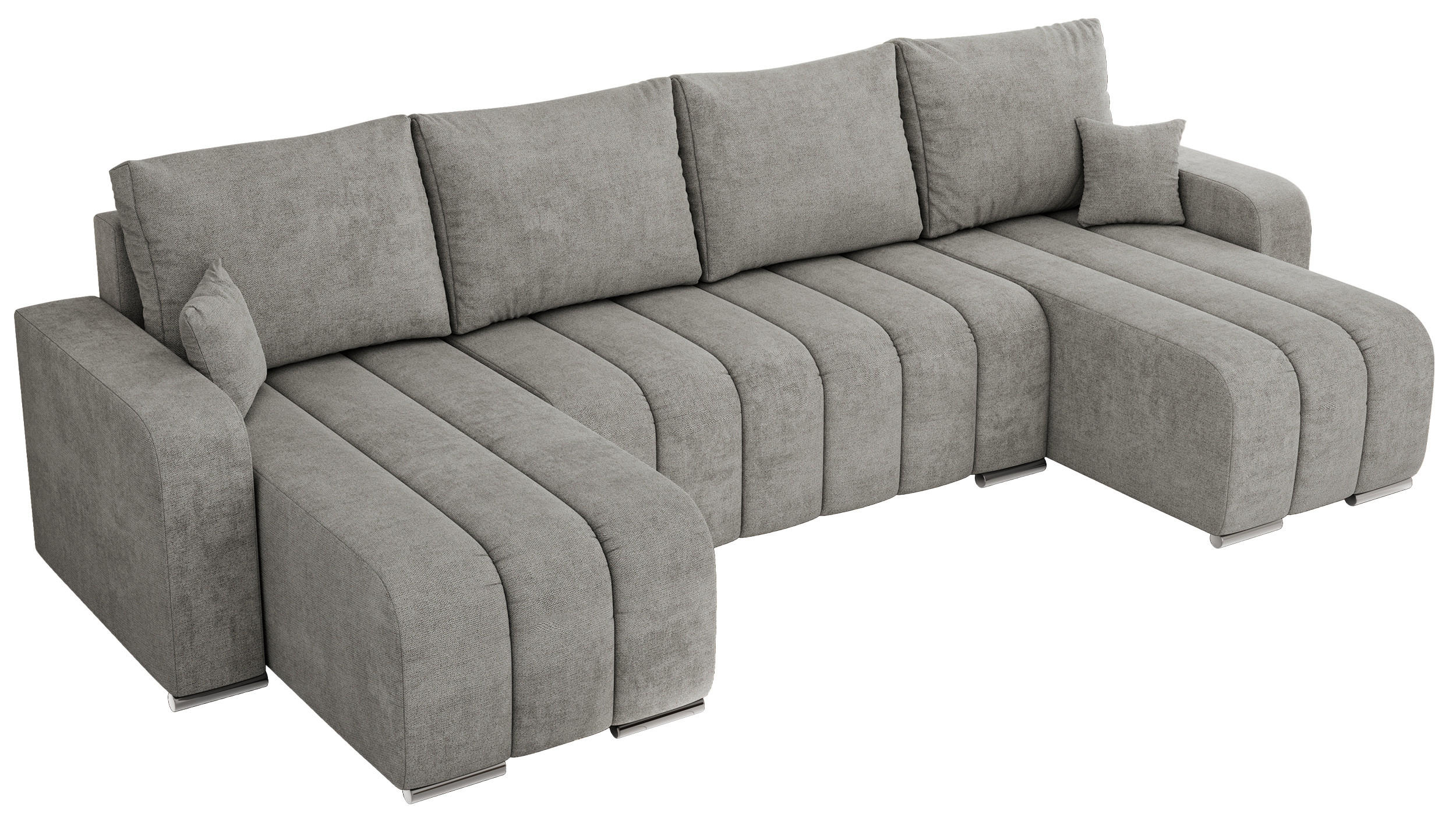 WOHNLANDSCHAFT KIRASSO U Hellgrau Struktur - Hellgrau/Grau, Textil/Metall (320/86/147cm) - MKS