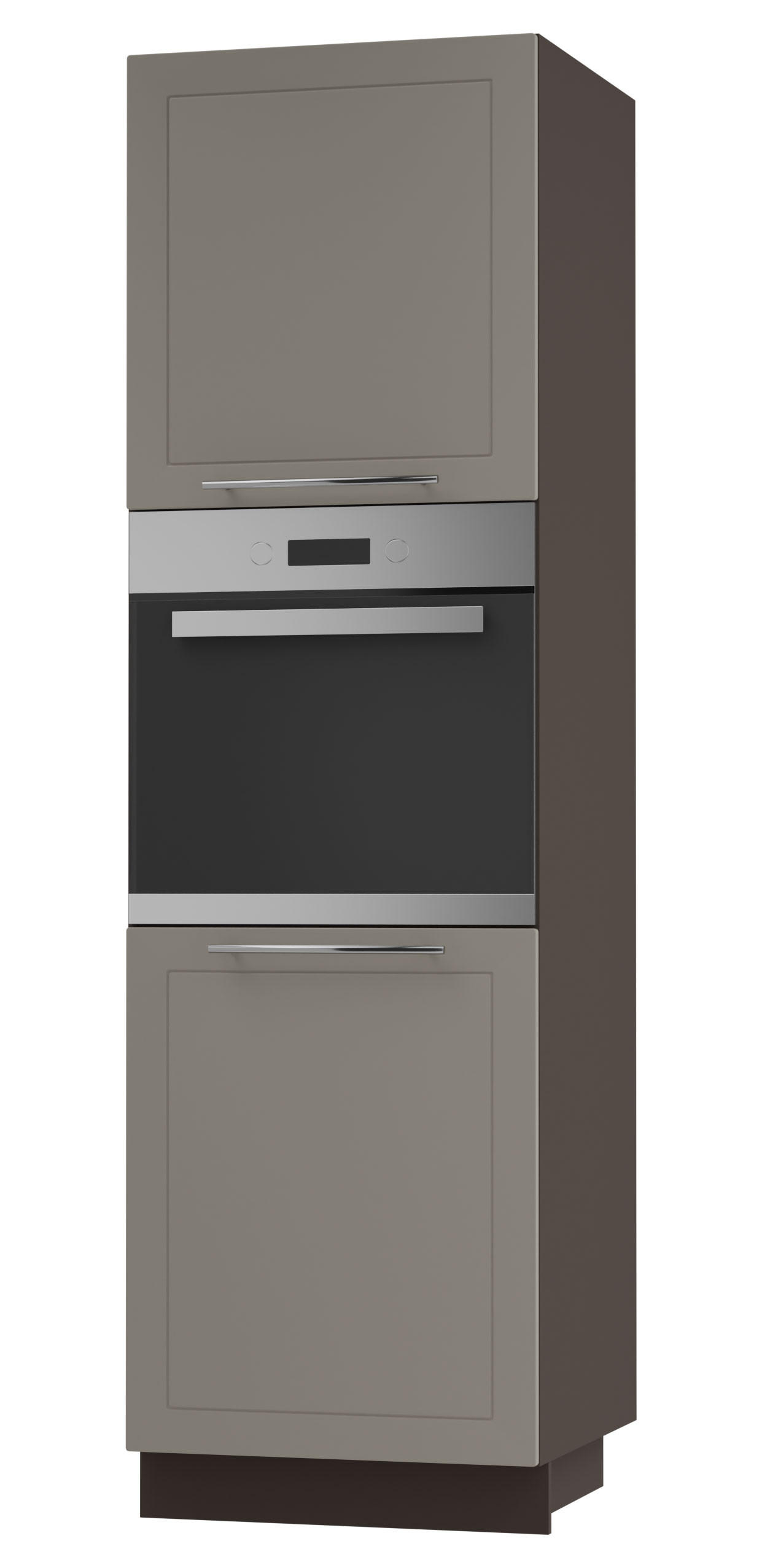 BACKOFENHOCHSCHRANK Kvantum D14/RU/2D Beige Matt / Lava Matt 60 / 59 / 207cm - Dunkelgrau/Beige, Holz/Holzwerkstoff (60/207/59cm) - Feldmann-Wohnen