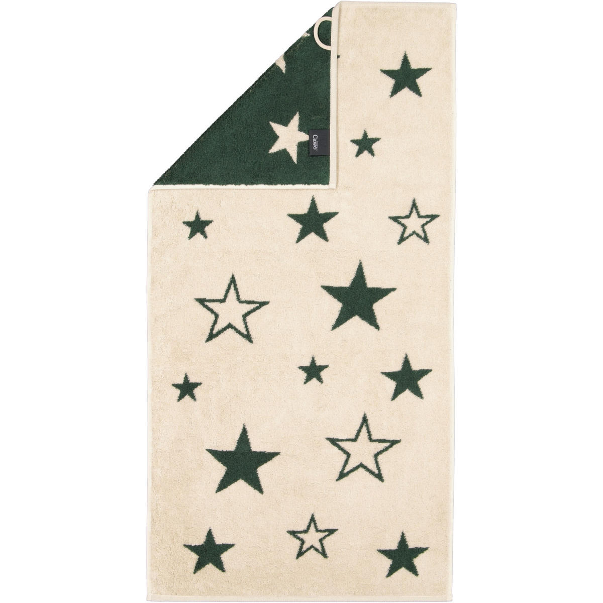 HANDTÜCHER CHRISTMAS EDITION STERNE 792 NATUR-GRÜN - 34 - Beige, Textil (50/100cm) - Cawoe