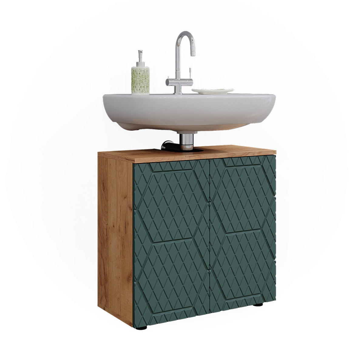 WASCHBECKENUNTERSCHRANK Irma Grün 60 x 59 cm - Grün, Holzwerkstoff (60/59/30cm) - Vicco