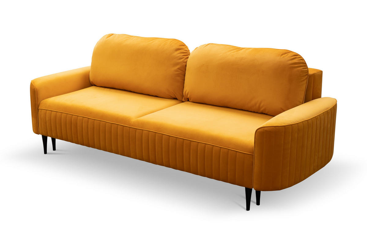 BETTSOFA FILO Orange Velours-Stoff mit Schlaffunktion - Orange, Holz (244/92/102cm) - MASSENO