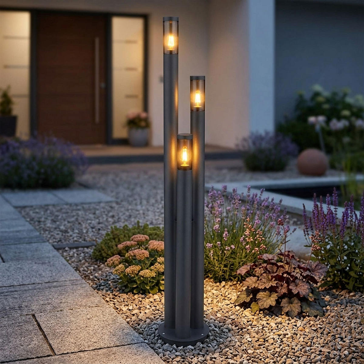 LED STEHLEUCHTE Edelstahl Anthrazit Rauch - Anthrazit, Metall (28/28/170cm) - Globo Lighting