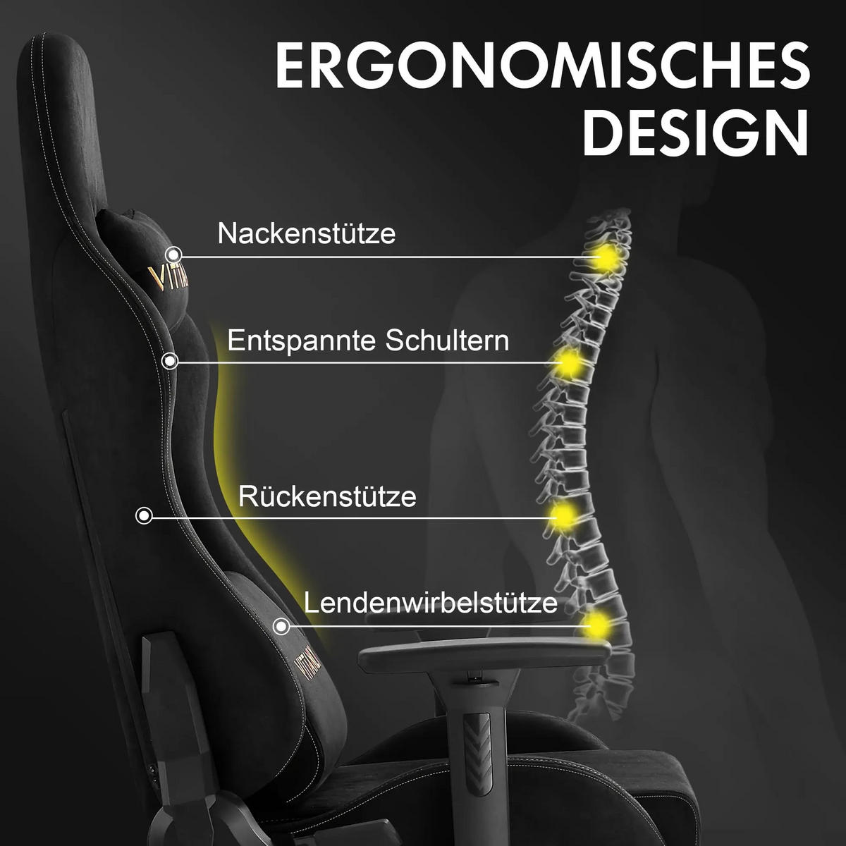 GAMINGSTUHL Ergonomisch Grau - Grau, Textil (40/126/59cm) - Kaket