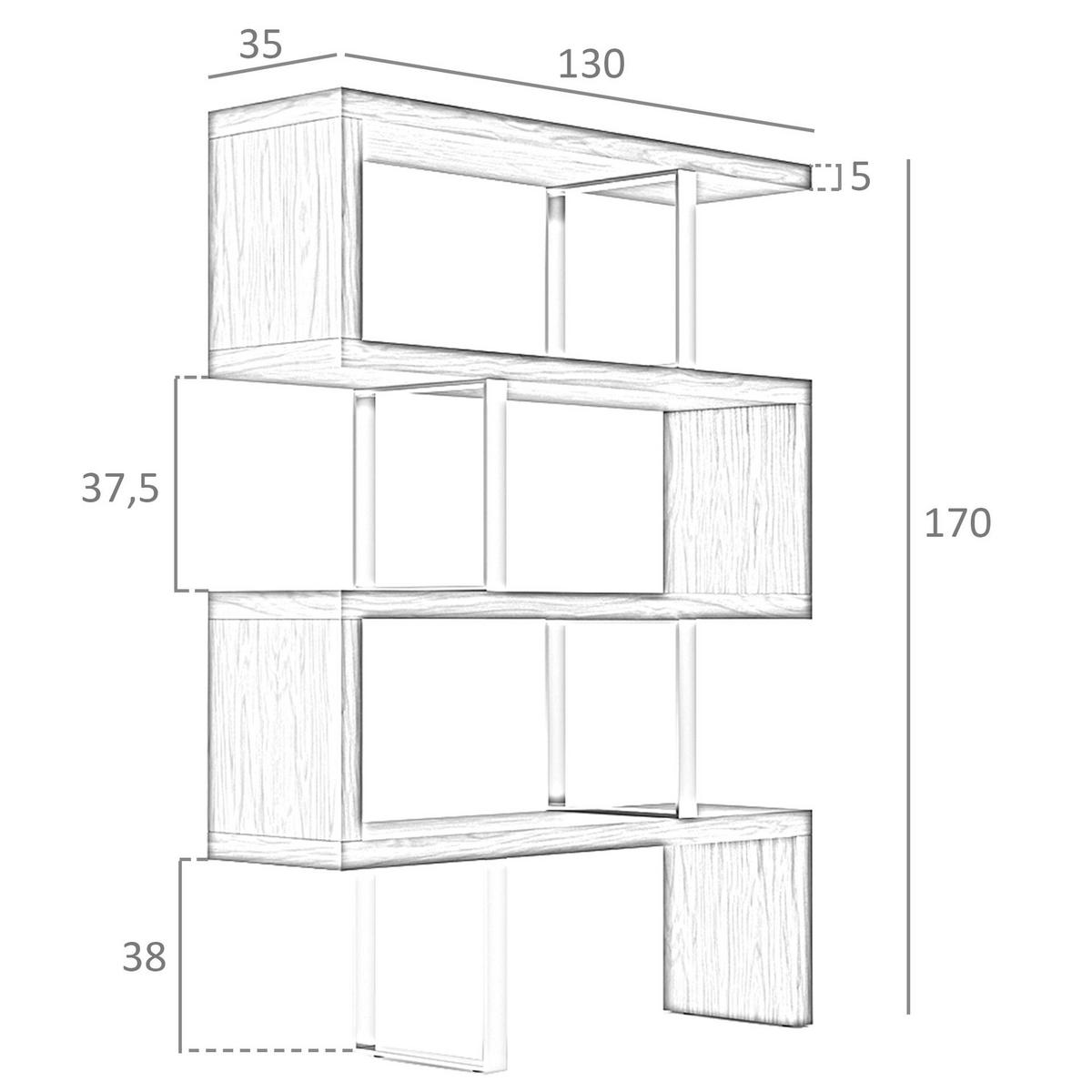 REGAL Weiße und Stahlregale 130/35/170 cm - Edelstahlfarben/Weiß, Holz/Metall (130/170/30cm) - ANGEL CERDA
