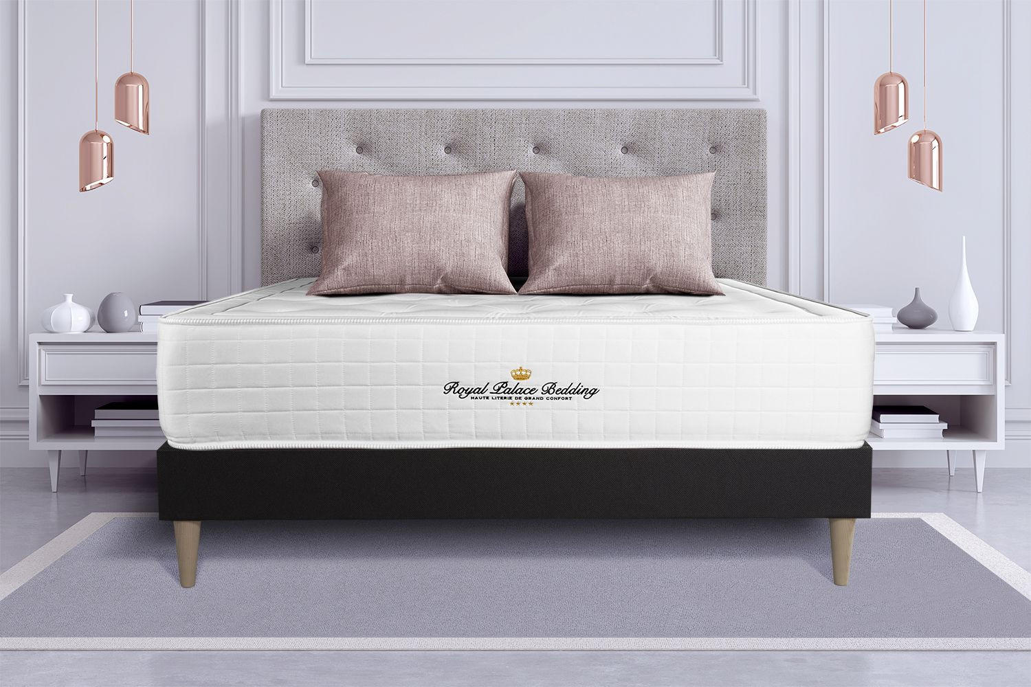Thumbnail - Royal Palace Bedding Bett, Schwarz, Holz, H1, 7-Zonen, Höhe ca. 30 cm, 120x220 cm, Oeko-Tex® Standard 100, Schlafzimmer,...