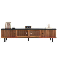 TV-LOWBOARD aus MDF und Spanplatte 190x35x45 cm Nussbaum mit Schiebetüren und Gittertür - Braun, Holzwerkstoff (190/45/35cm) - IVMEU