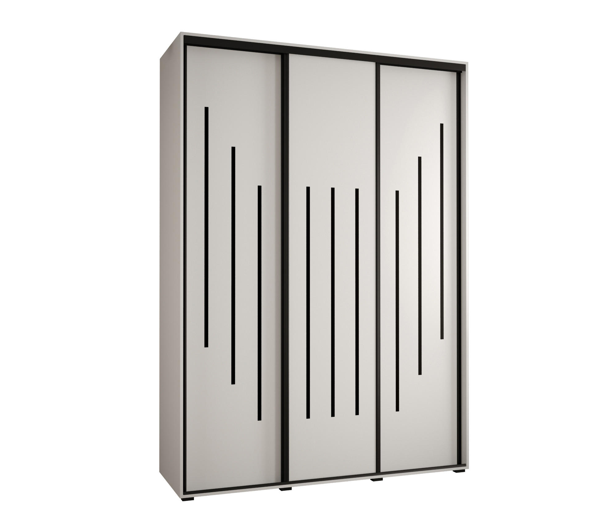 SCHWEBETÜRENSCHRANK 235,2/170/60 3-türig - Schwarz/Weiß, Holz/Metall (170/235/60cm) - Abiks Möbel