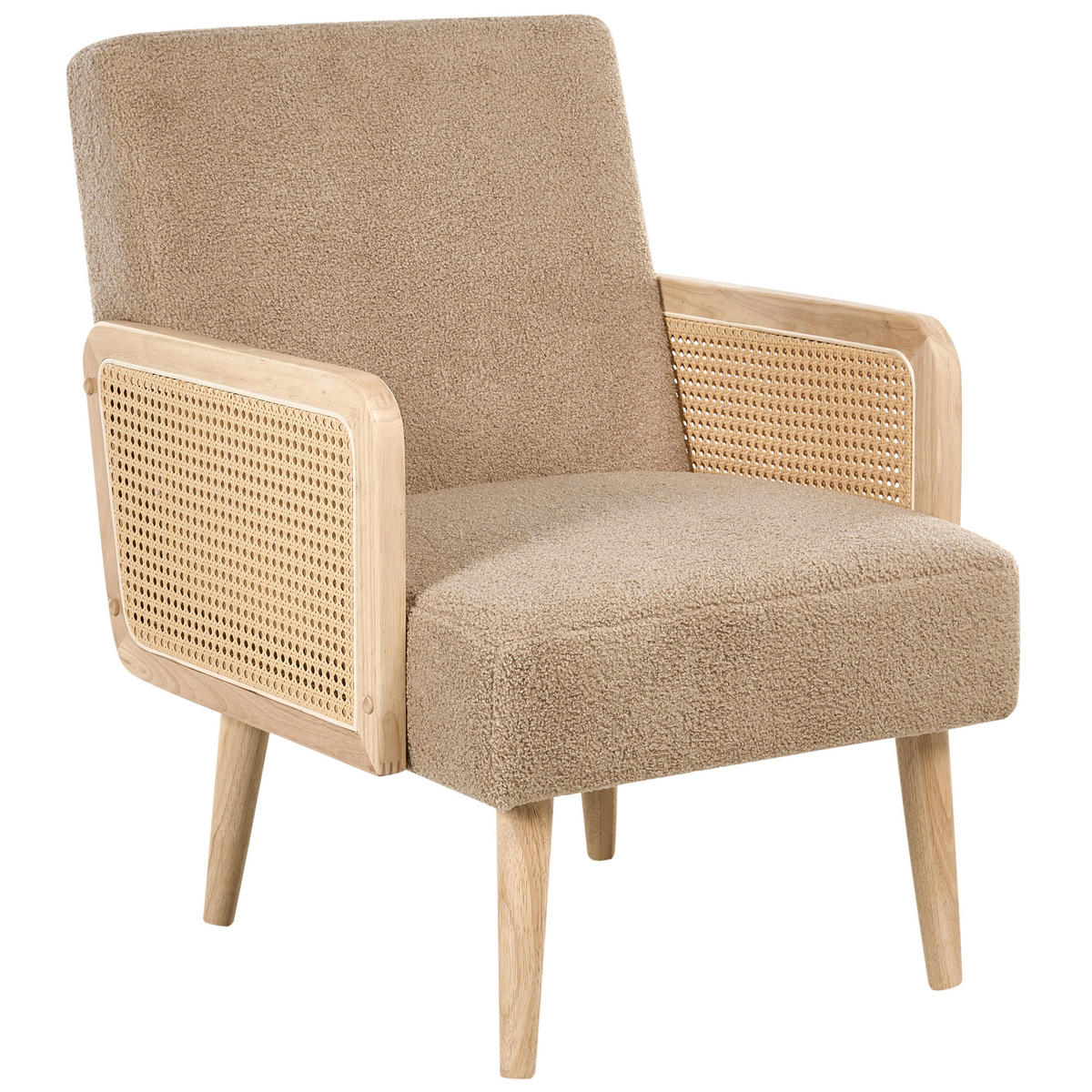 SESSEL Sandbeige Hojby - Sandfarben/Braun, Textil (61/82/74cm) - Beliani