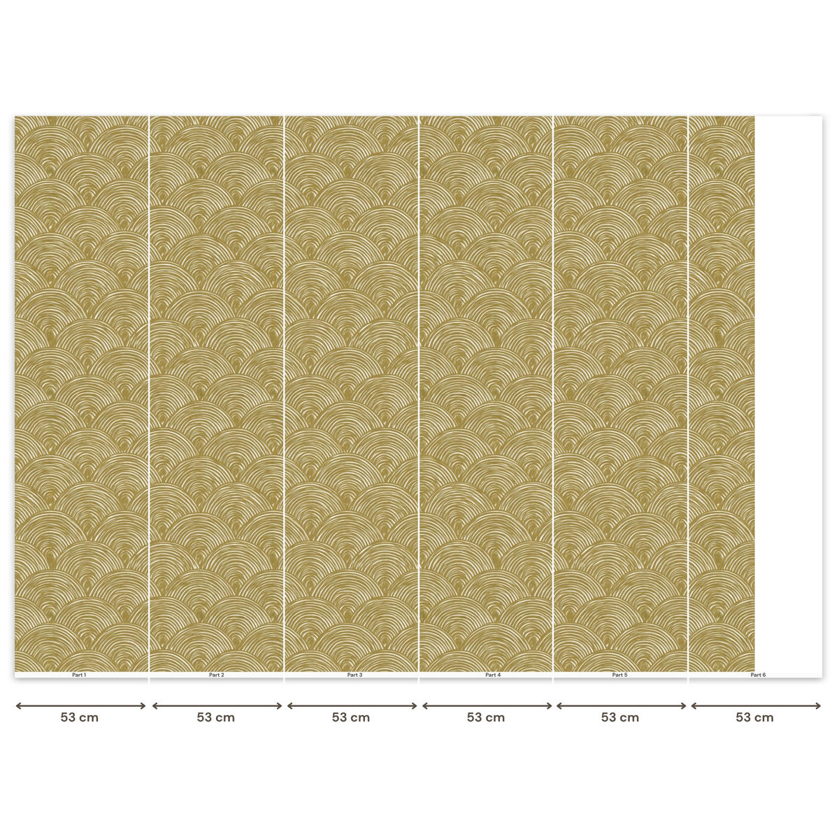 TAPETE - Fächer - Geometrisch - Grün - 280x200 cm - Goldfarben, Papier (280/200cm) - OnlyWow