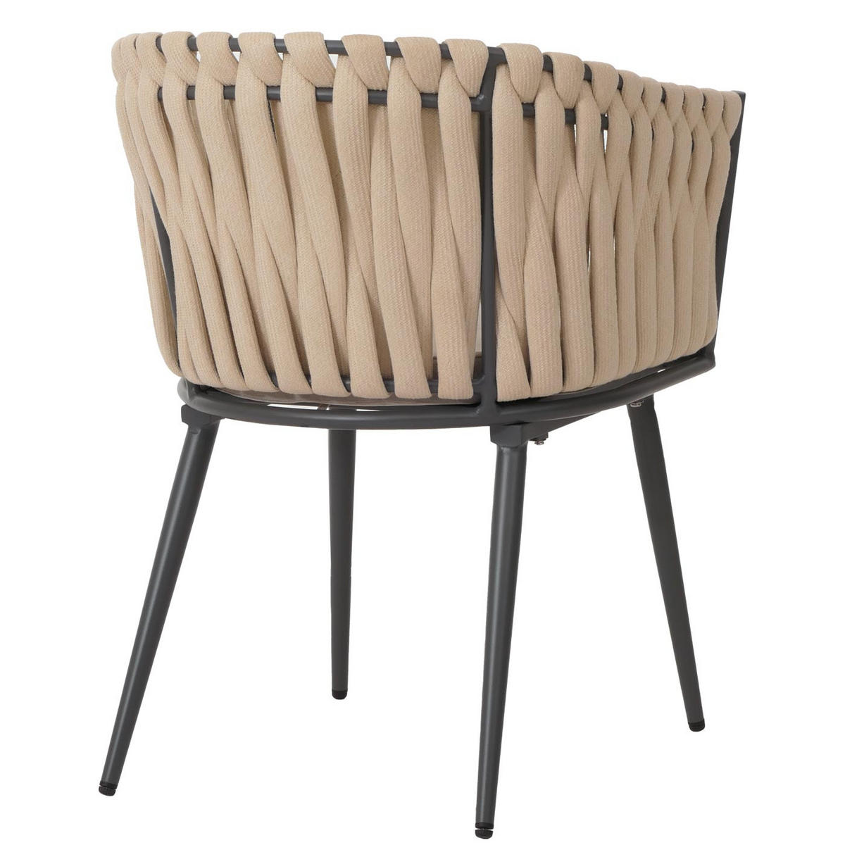 GARTENSTUHL 2er-Set aus Aluminium HxBxT 82x61x57cm Sitzhöhe 50cm Olefin Seilgeflecht Rope Creme Kissen Hellbraun - Creme, Metall (61/82/57cm) - PROREGAL