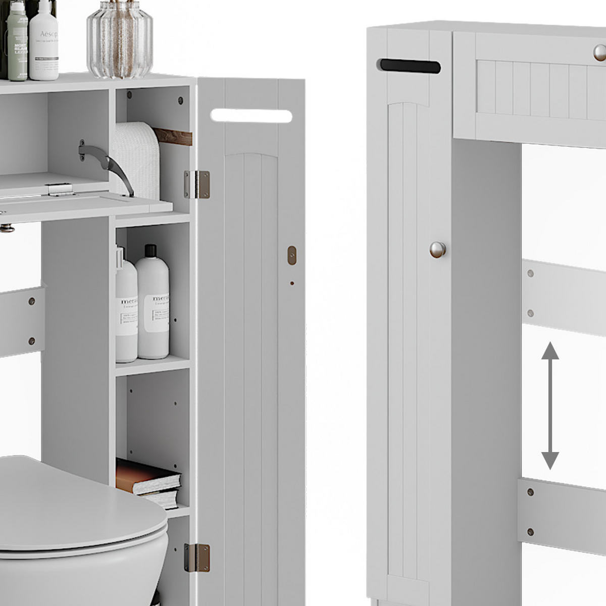 TOILETTENSCHRANK Bianco Weiß 89 x 99 cm mit 2 Toilettenpapierspendern - Weiß, Holzwerkstoff (89/99/19.5cm) - Vicco