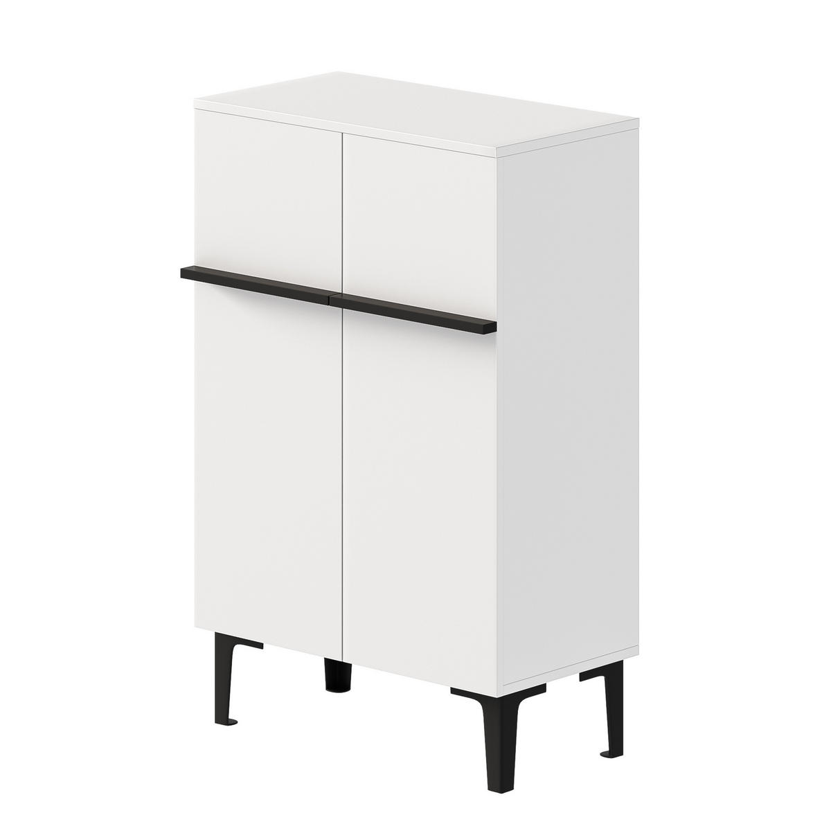 SCHUHSCHRANK 60/34,5/95 cm in Weiß mit Doppeltüren und verstellbaren Einlegeböden - Weiß, Holzwerkstoff (60/95/34.5cm) - Flora Grace