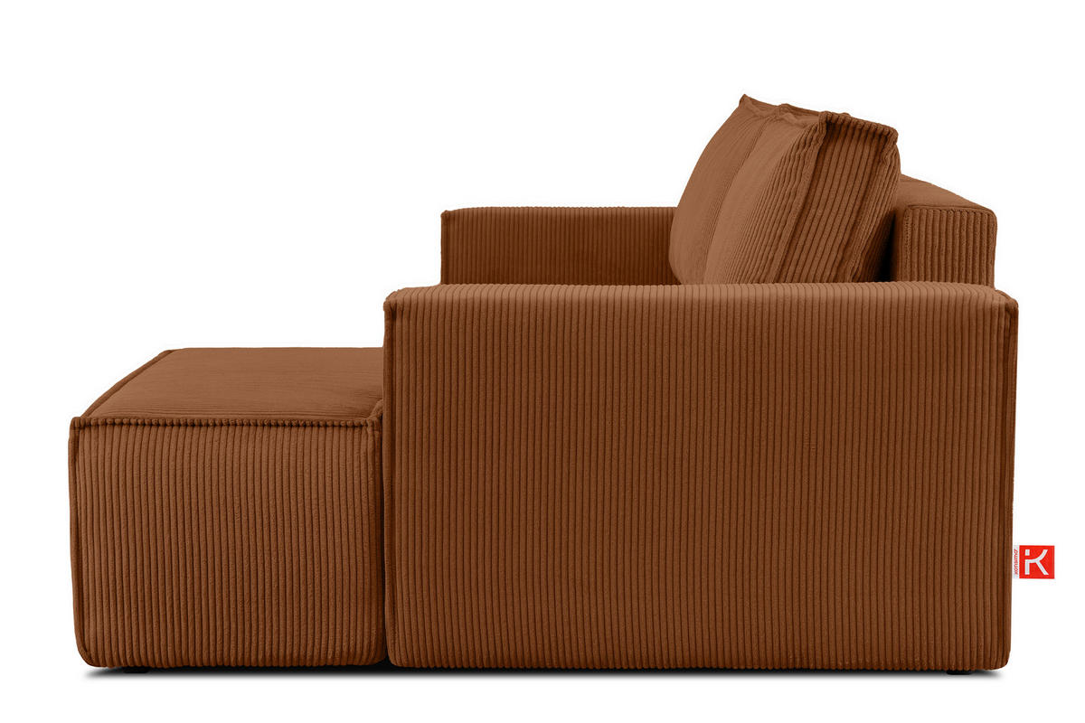 ECKSCHLAFSOFA-RECHTS NAPI in Pet Friendly Cord-Stoff, rot - Rot/Schwarz, Textil (262/148cm) - KONSIMO®