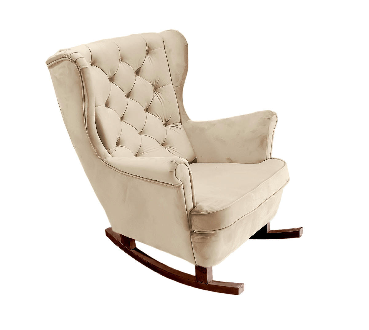 SCHAUKELSESSEL mit gepolstertem Sitz und Armlehnen, 102x81x95 cm, Beige_29803 - Braun/Weiß, Holz/Textil (81/102/95cm) - DomoHome